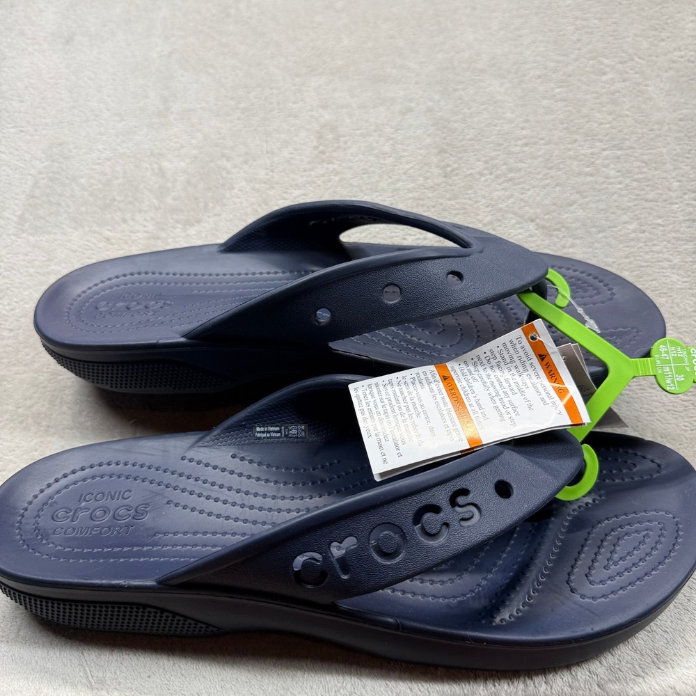 Crocs Baya II Flip Mens 12 Womens 13 Navy Blue Sandals 208192-410‎ NWT